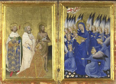  「The Wilton Diptych」：象徴的な聖人と壮麗な金箔の輝き！